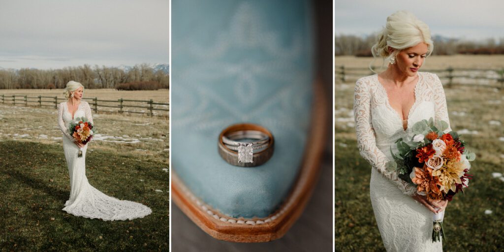 It's magic for this winter wedding in Bozeman at Firelight Farm. Cozy vibes, a champagne tower, and western charm!