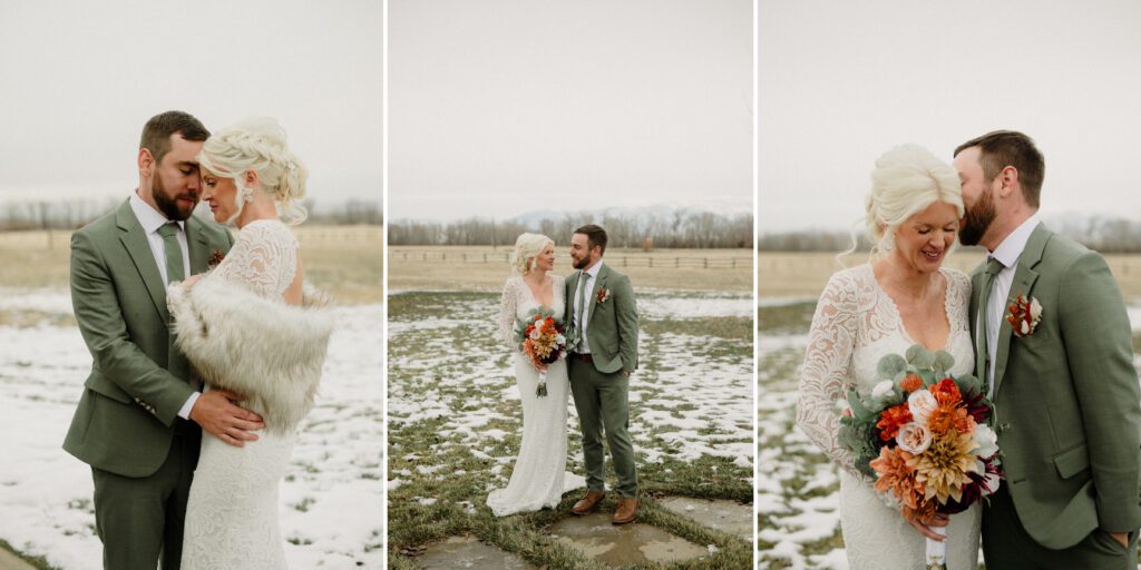 It's magic for this winter wedding in Bozeman at Firelight Farm. Cozy vibes, a champagne tower, and western charm!