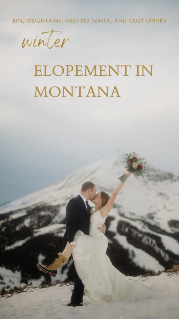 An adventurous winter elopement in Montana features frozen waterfalls, ski lifts, reindeer, and stunning star photos. Explore their epic day! Get more info on Where to stay in Big Sky Resort!