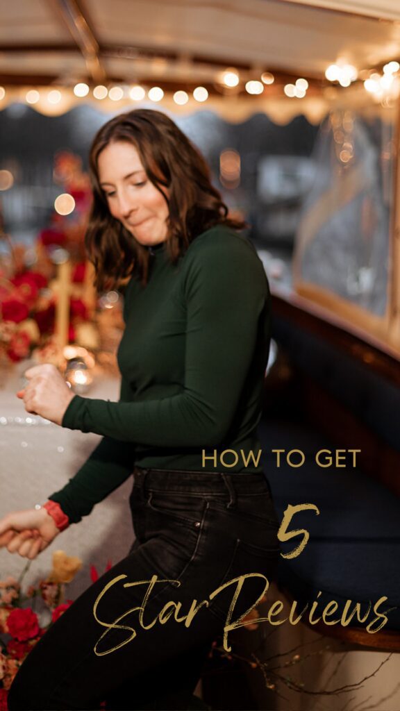 Honeybee Weddings how to get 5 star reviews, Steo by step guide to when to ask for reviews, why they are important, and tips to resharing.