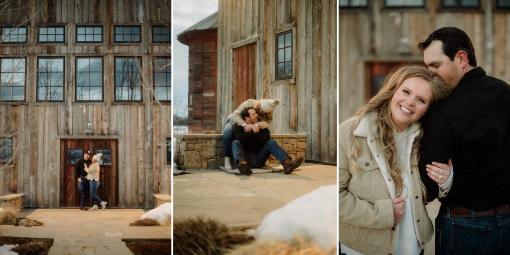 Experience the magic of a winter Bozeman Montana engagement with epic mountains, major Western vibes, and champagne pops.