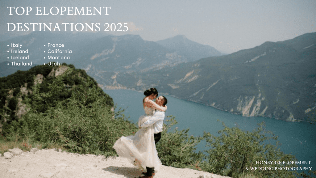 Top elopement destinations of 2025 include California, Utah, Montana, Italy, Iceland, Ireland, and Thailand. Let's adventure!