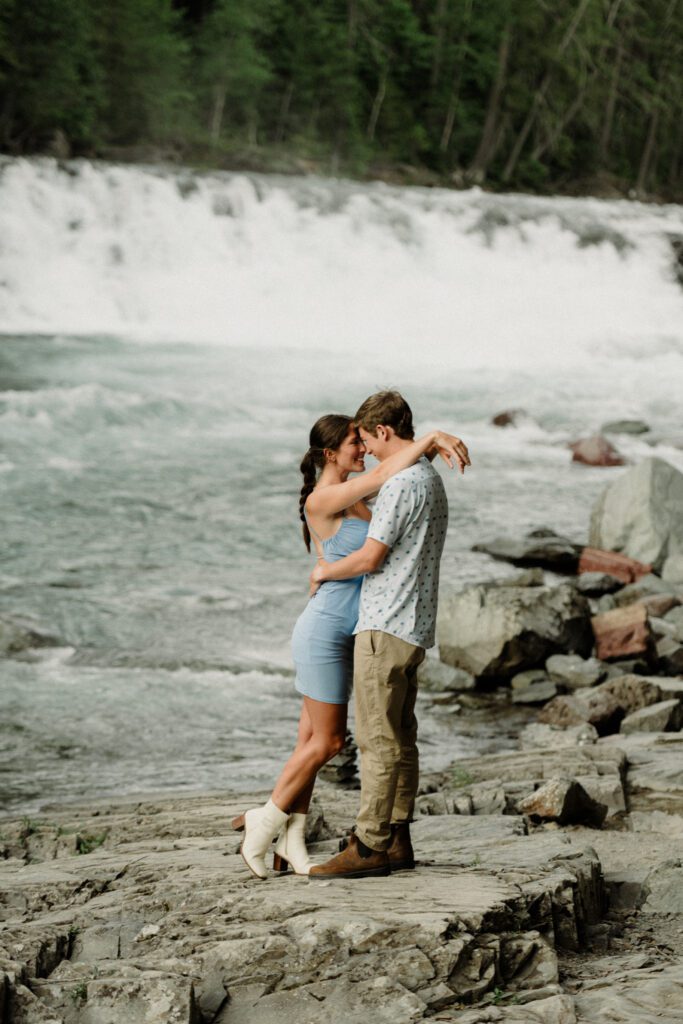 engagement in Glacier National Park Lake McDonald sunset