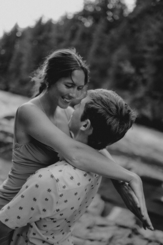 engagement in Glacier National Park Lake McDonald sunset