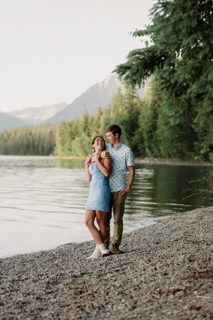engagement in Glacier National Park Lake McDonald sunset