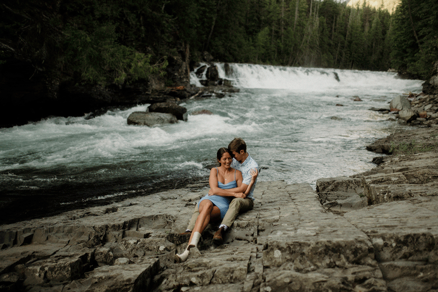 engagement in Glacier National Park Lake McDonald sunset