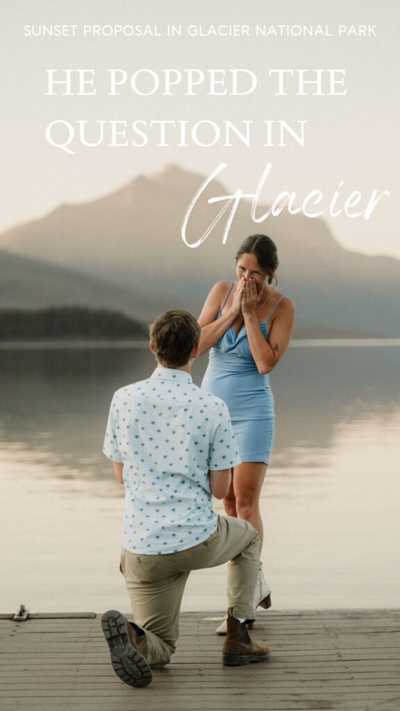 engagement in Glacier National Park Lake McDonald sunset