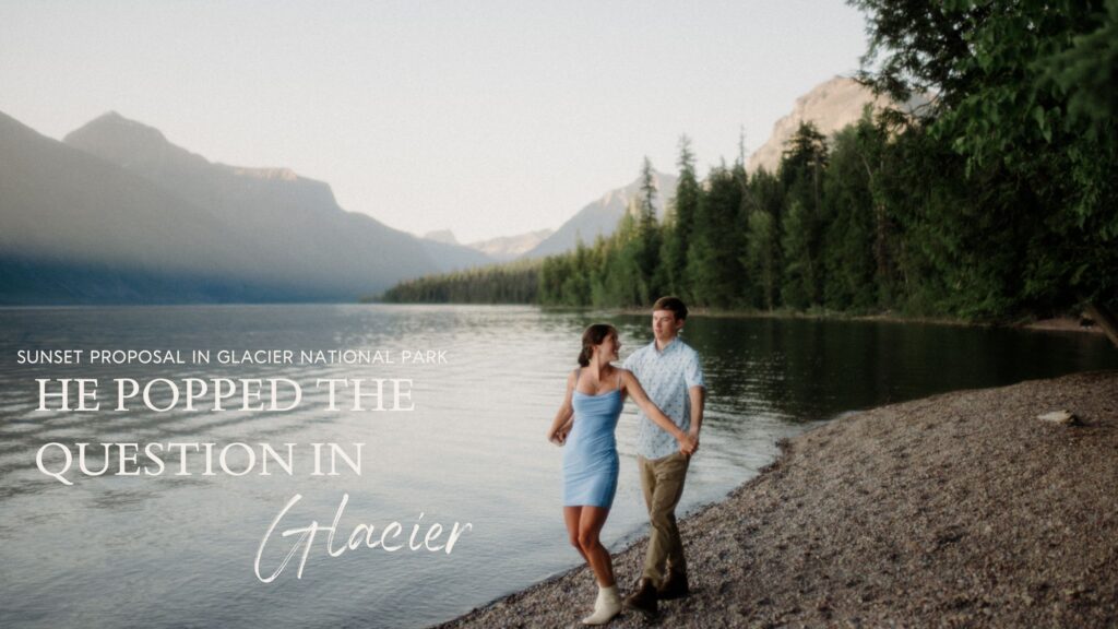 engagement in Glacier National Park Lake McDonald sunset