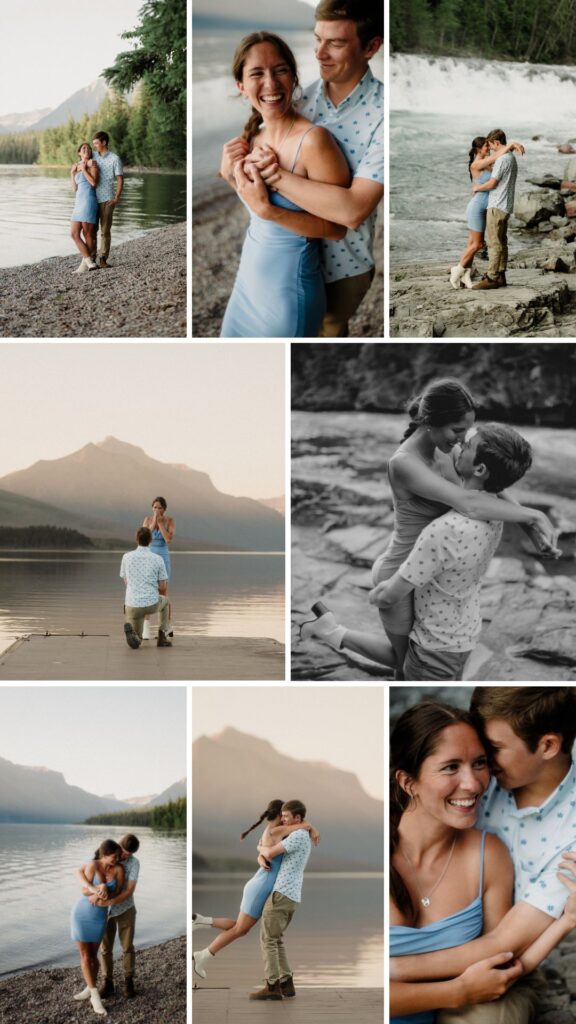 engagement in Glacier National Park Lake McDonald sunset