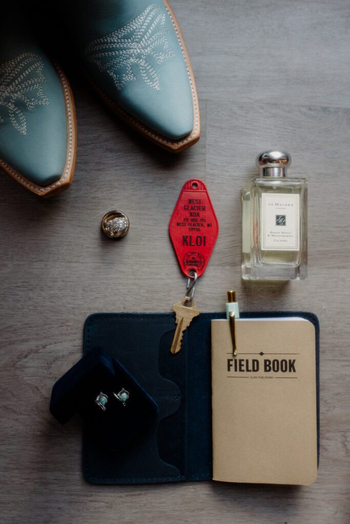 Wedding details laid out for micro wedding.