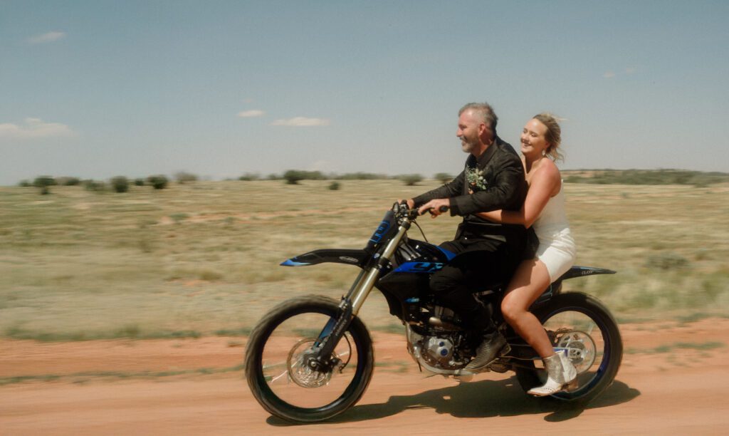 moab elopement, dirt bike wedding, desert elopement dirt bike photo, adventure elopement moab images, moab elopement photographer