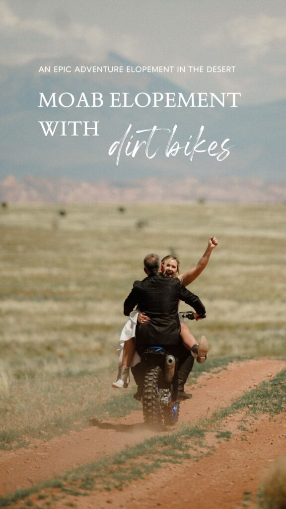 moab elopement, dirt bike wedding, desert elopement dirt bike photo, adventure elopement moab images, moab elopement photographer