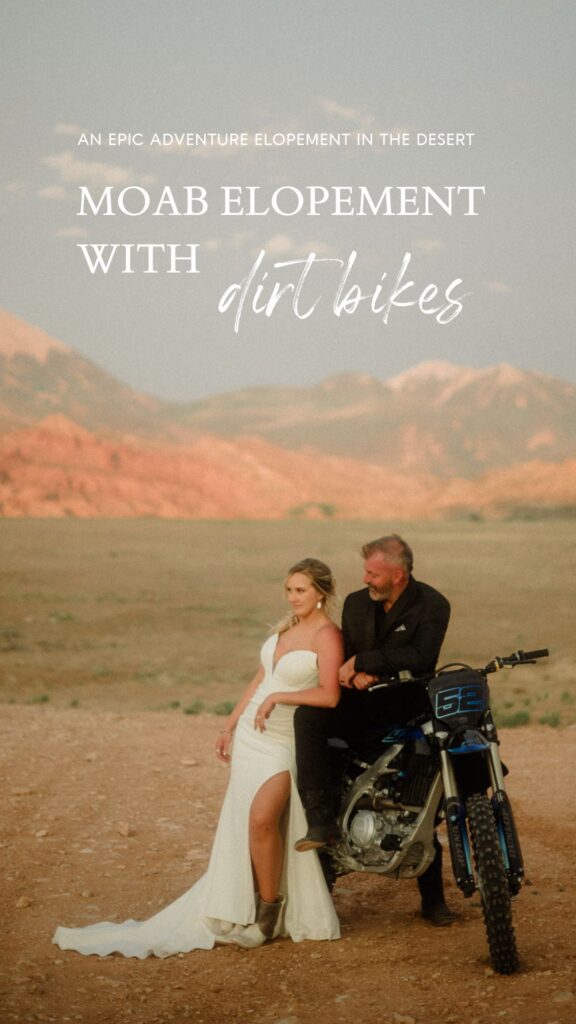 moab elopement, dirt bike wedding, desert elopement dirt bike photo, adventure elopement moab images, moab elopement photographer