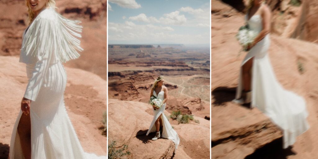 moab elopement, dirt bike wedding, desert elopement dirt bike photo, adventure elopement moab images, moab elopement photographer, ceremony at dead horse point state park