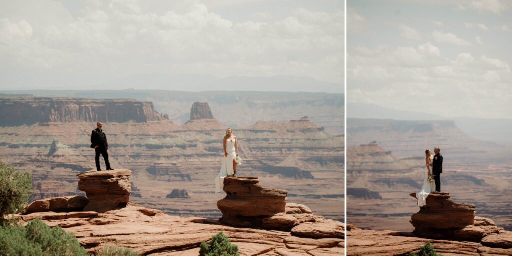moab elopement, dirt bike wedding, desert elopement dirt bike photo, adventure elopement moab images, moab elopement photographer, ceremony at dead horse point state park