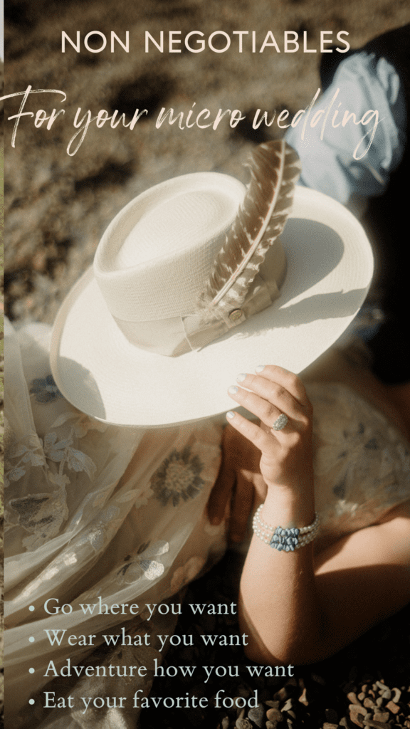 How to have a Micro Wedding. 1. Determine number of guests 2. Choose a ceremony location near your dream adventure 3. Book a photographer that understands your story.
