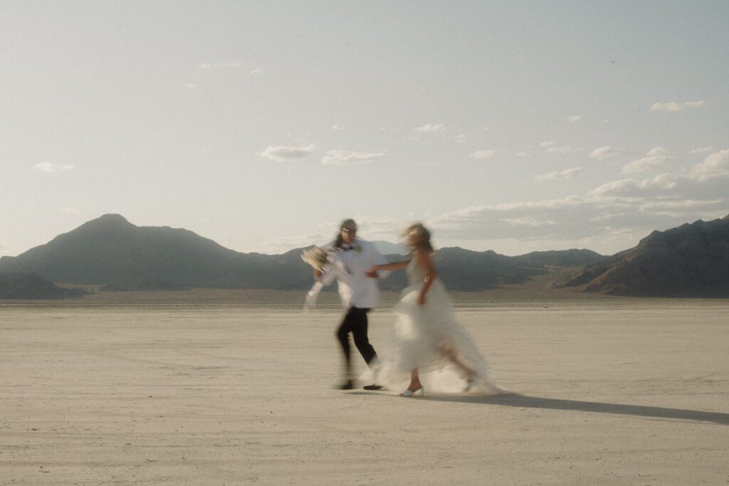Bonneville Salt Flats is the place for elopements! On the border between Nevada and Utah you'll have an adventure to remember for a lifetime. 