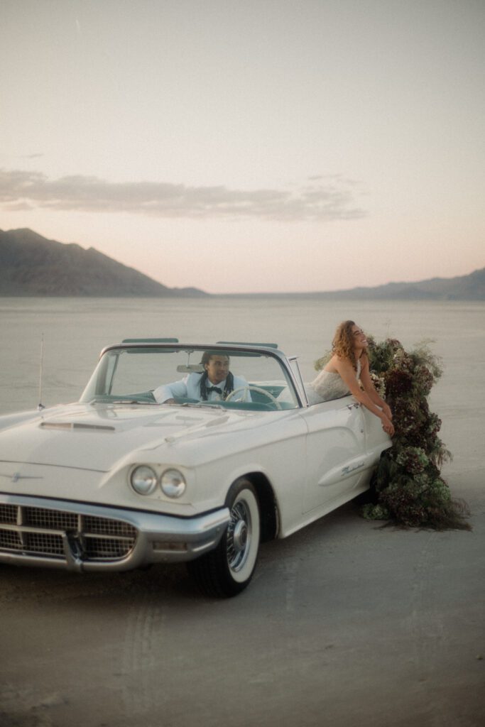 Bonneville Salt Flats is the place for elopements! On the border between Nevada and Utah you'll have an adventure to remember for a lifetime. 