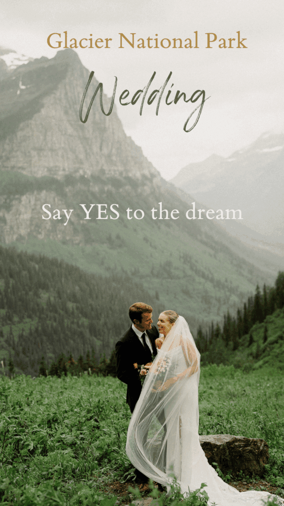 This rain filled National Park wedding in Glacier what dreams are made of! Includes tunnel photos, Going-to-the-Sun road, and Many Glacier hotel ceremony. 