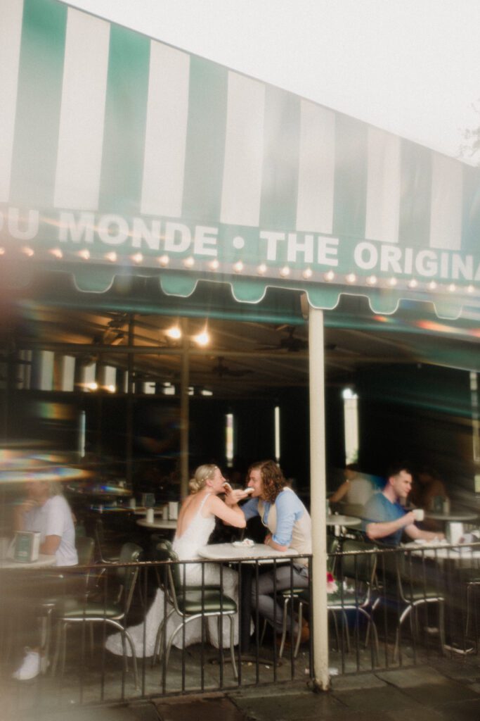 French Quarter New Orleans Elopement with beignets, balcony first looks, Jackson Square & a steamboat sunset cruise! NOLA day is wild magic!