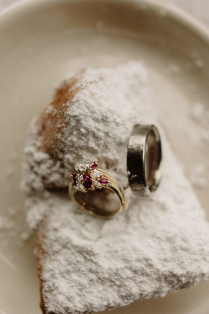 French Quarter New Orleans Elopement with beignets, balcony first looks, Jackson Square & a steamboat sunset cruise! NOLA day is wild magic!