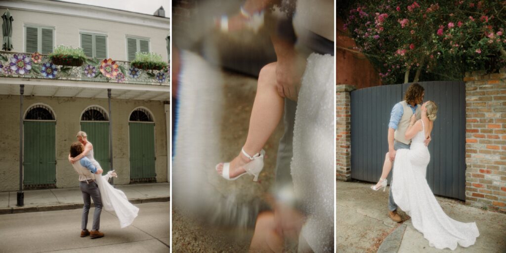French Quarter New Orleans Elopement with beignets, balcony first looks, Jackson Square & a steamboat sunset cruise! NOLA day is wild magic!