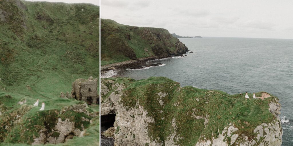 Northern Ireland elopement with epic locations like Kinbane Castle, Ballintoy Harbor and Giant's Causeway! LGBTQ+ wedding photographer takes Debbie & Kirstie on an epic adventure in Northern Ireland!