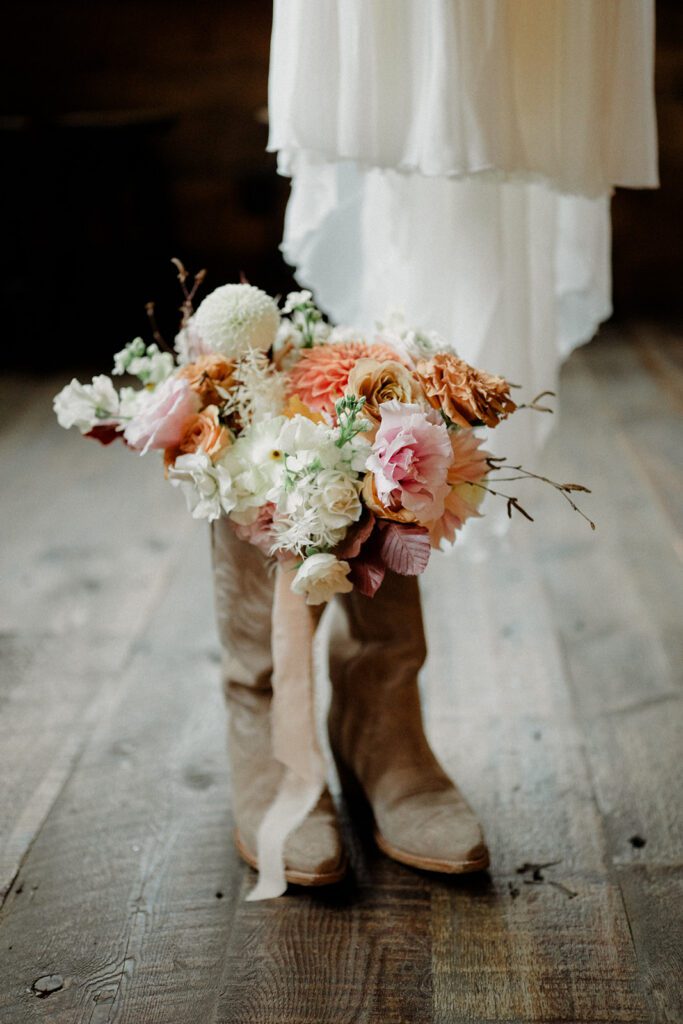Bozeman wedding with dogs complete with bow ties, sunset photos, and dreamy rain portraits. Plus tips for including your dog in your wedding day.