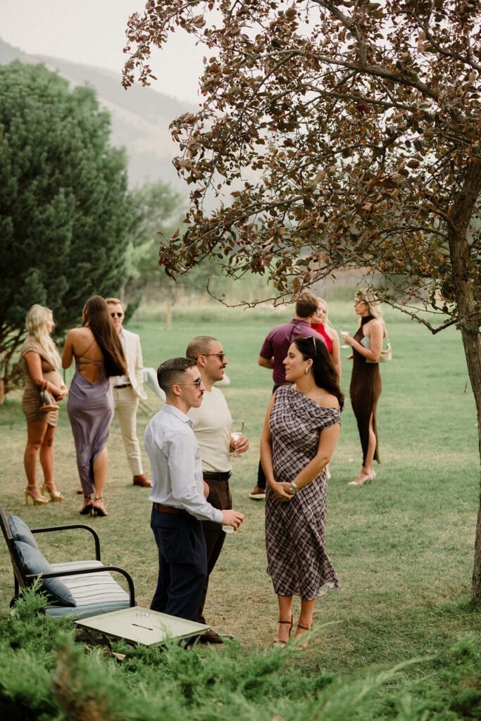 See this wedding at White Raven with Montana views, mountain engagement session and full wedding weekend festivities!  