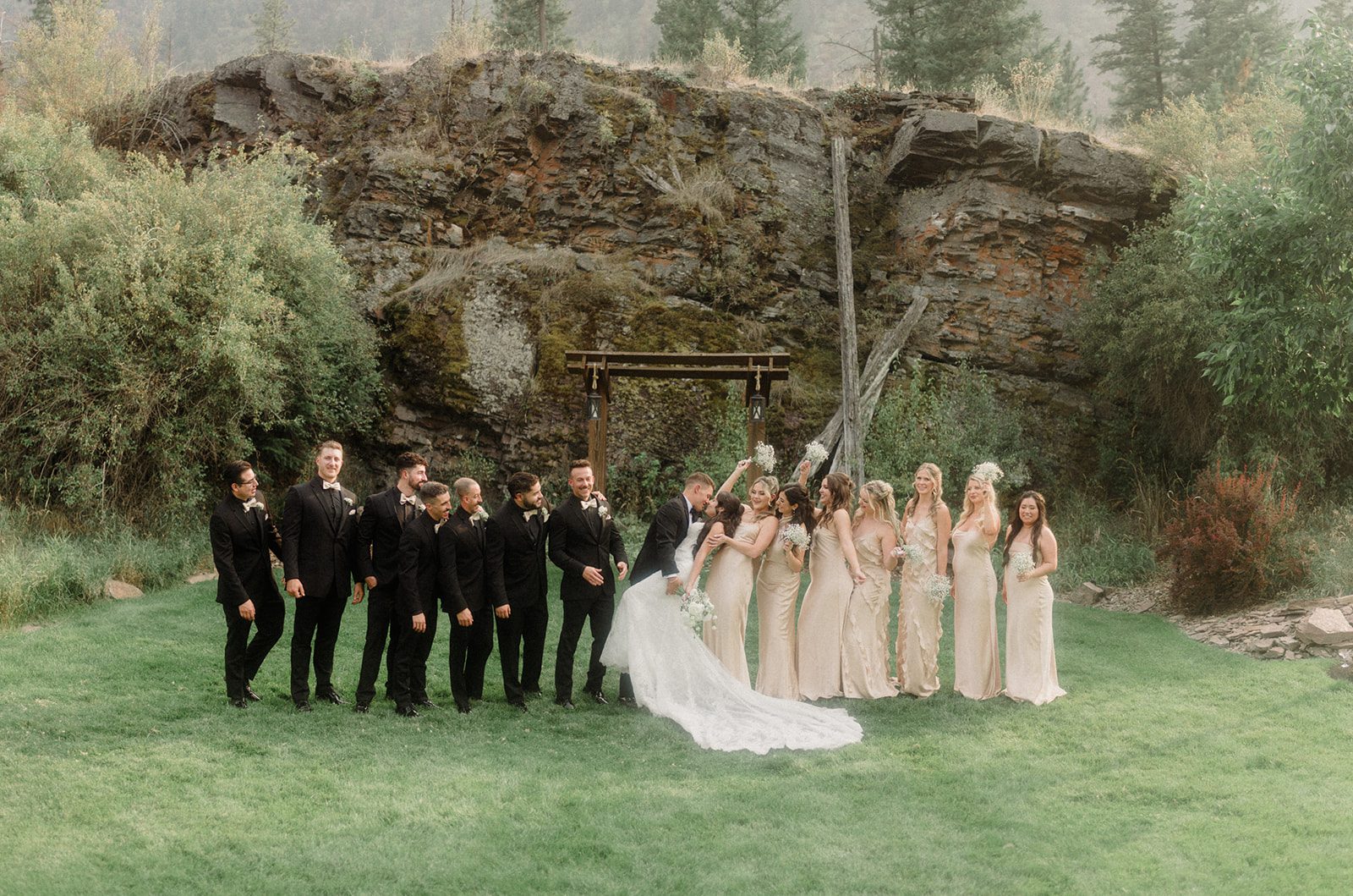 See this wedding at White Raven with Montana views, mountain engagement session and full wedding weekend festivities!  