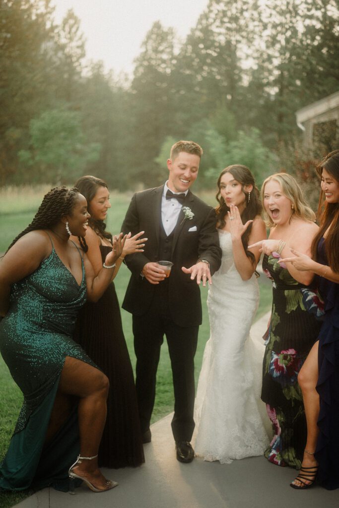 See this wedding at White Raven with Montana views, mountain engagement session and full wedding weekend festivities!  