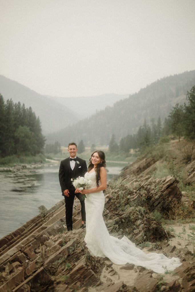 See this wedding at White Raven with Montana views, mountain engagement session and full wedding weekend festivities!  