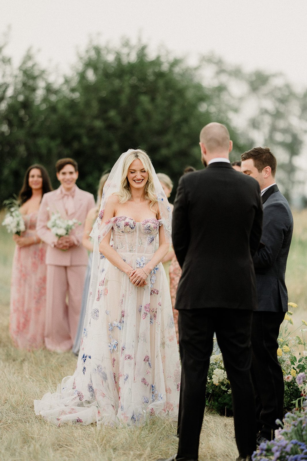 Colorful modern wedding in Bozeman at Firelight Farm featuring vibrant fashion, Filipino desserts, sunset portraits, and a disco after party.