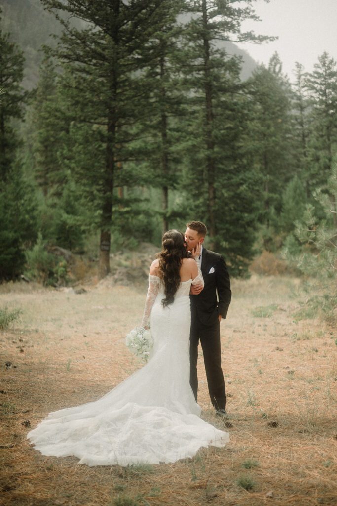 See this wedding at White Raven with Montana views, mountain engagement session and full wedding weekend festivities!  