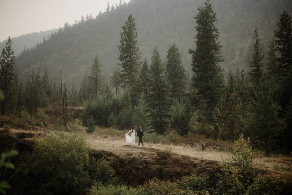See this wedding at White Raven with Montana views, mountain engagement session and full wedding weekend festivities!  