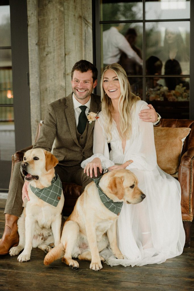 Bozeman wedding with dogs complete with bow ties, sunset photos, and dreamy rain portraits. Plus tips for including your dog in your wedding day.