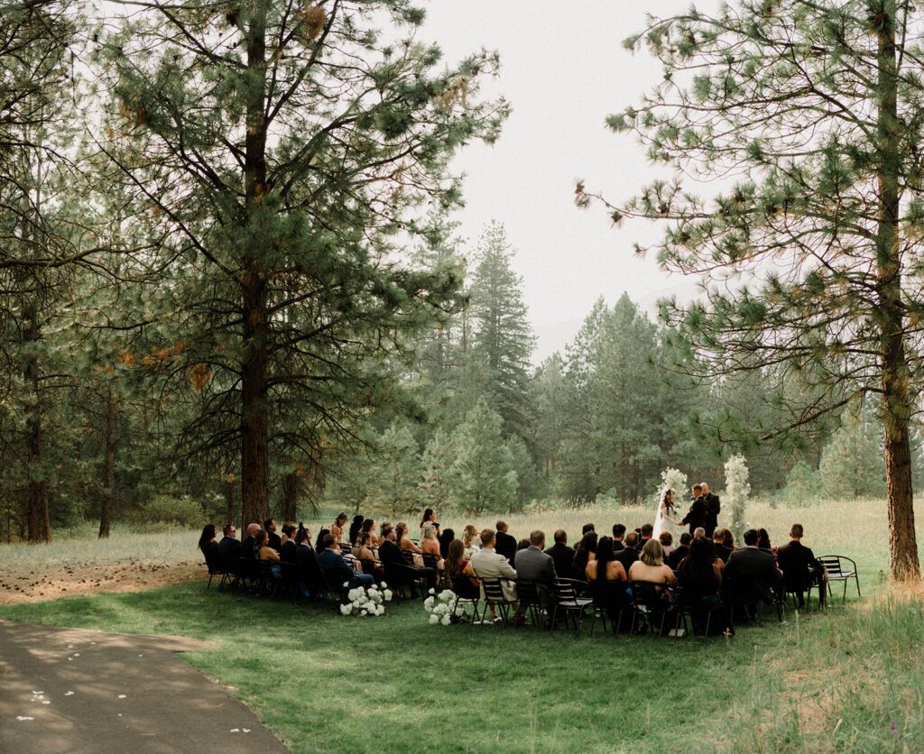 See this wedding at White Raven with Montana views, mountain engagement session and full wedding weekend festivities!  