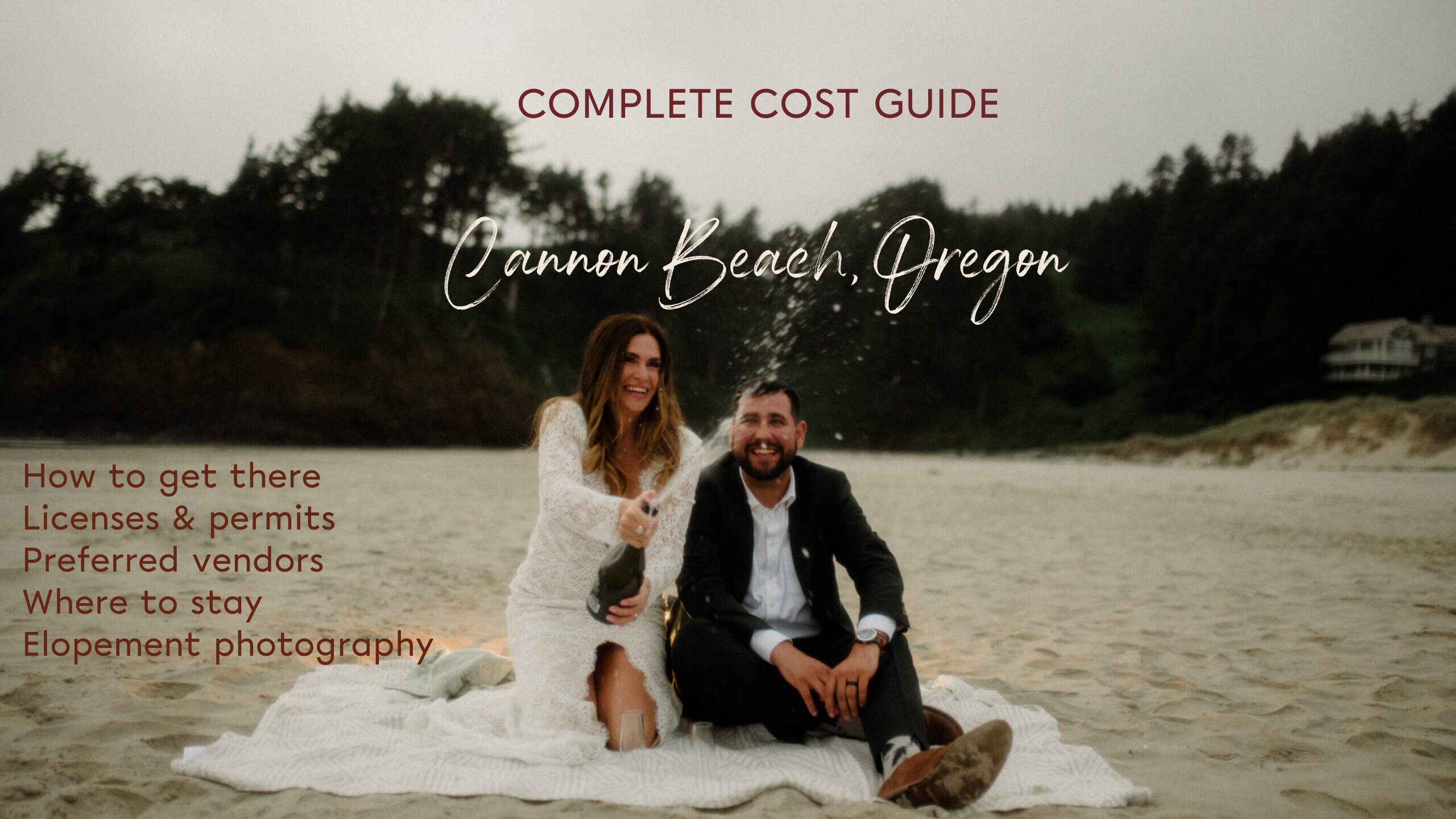 The cost of a Cannon Beach elopement includes location, officiant, bridal styling, a photographer, and where you want to stay!