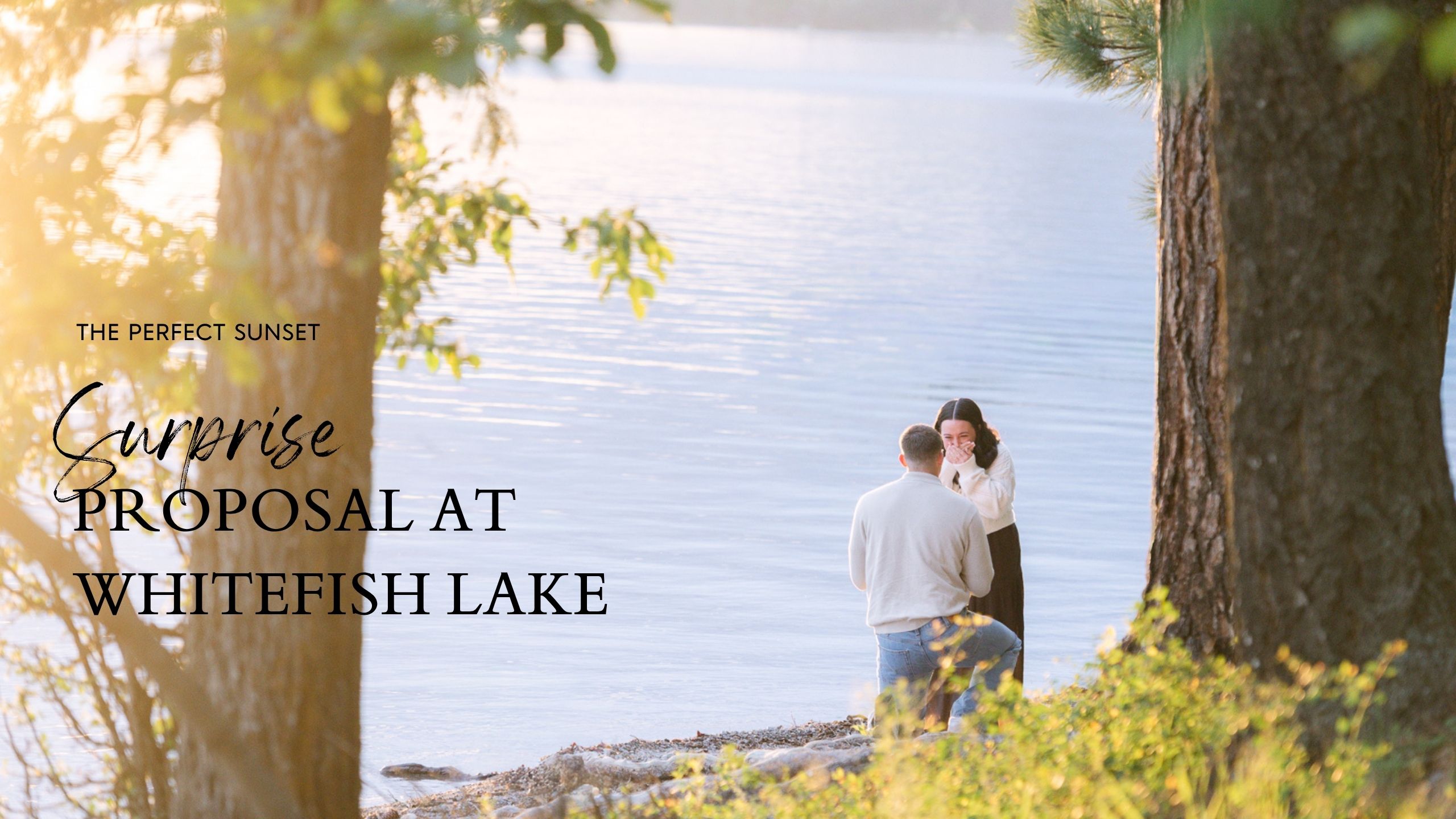 Whitefish surprise proposal on Whitefish Lake at sunset. Get tips on how to plan a surprise proposal, timing, outfit ideas, and how to make it feel natural and unforgettable.