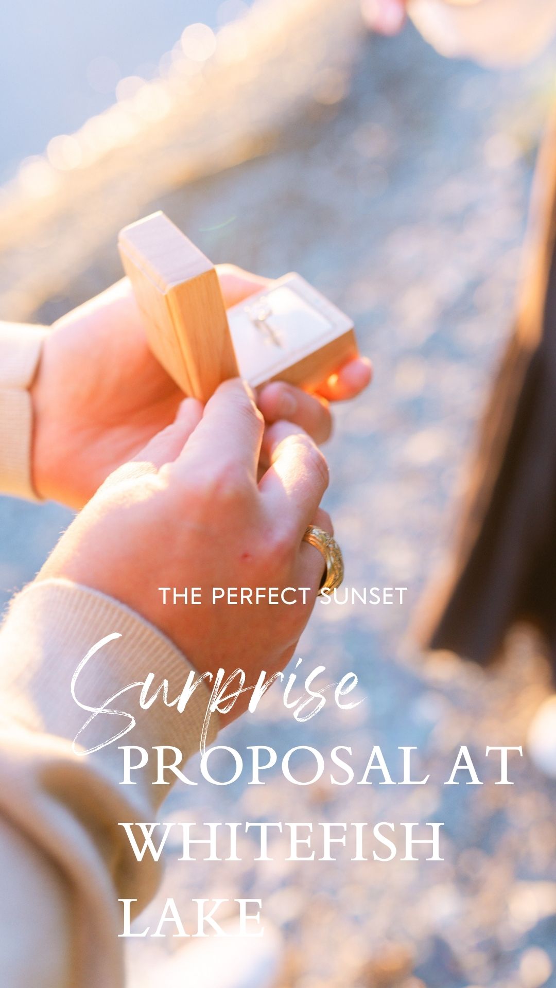 Whitefish surprise proposal on Whitefish Lake at sunset. Get tips on how to plan a surprise proposal, timing, outfit ideas, and how to make it feel natural and unforgettable.