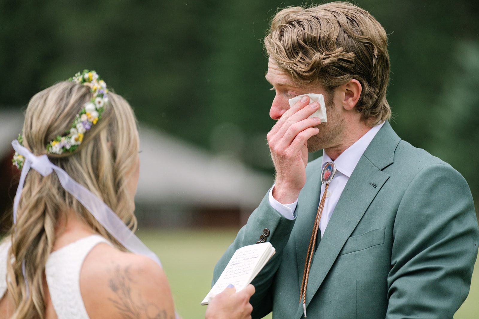See Katy and Nick’s summer camp wedding in Montana at Luccock Park! Boho wedding style, live band and fun camp-inspired ideas.